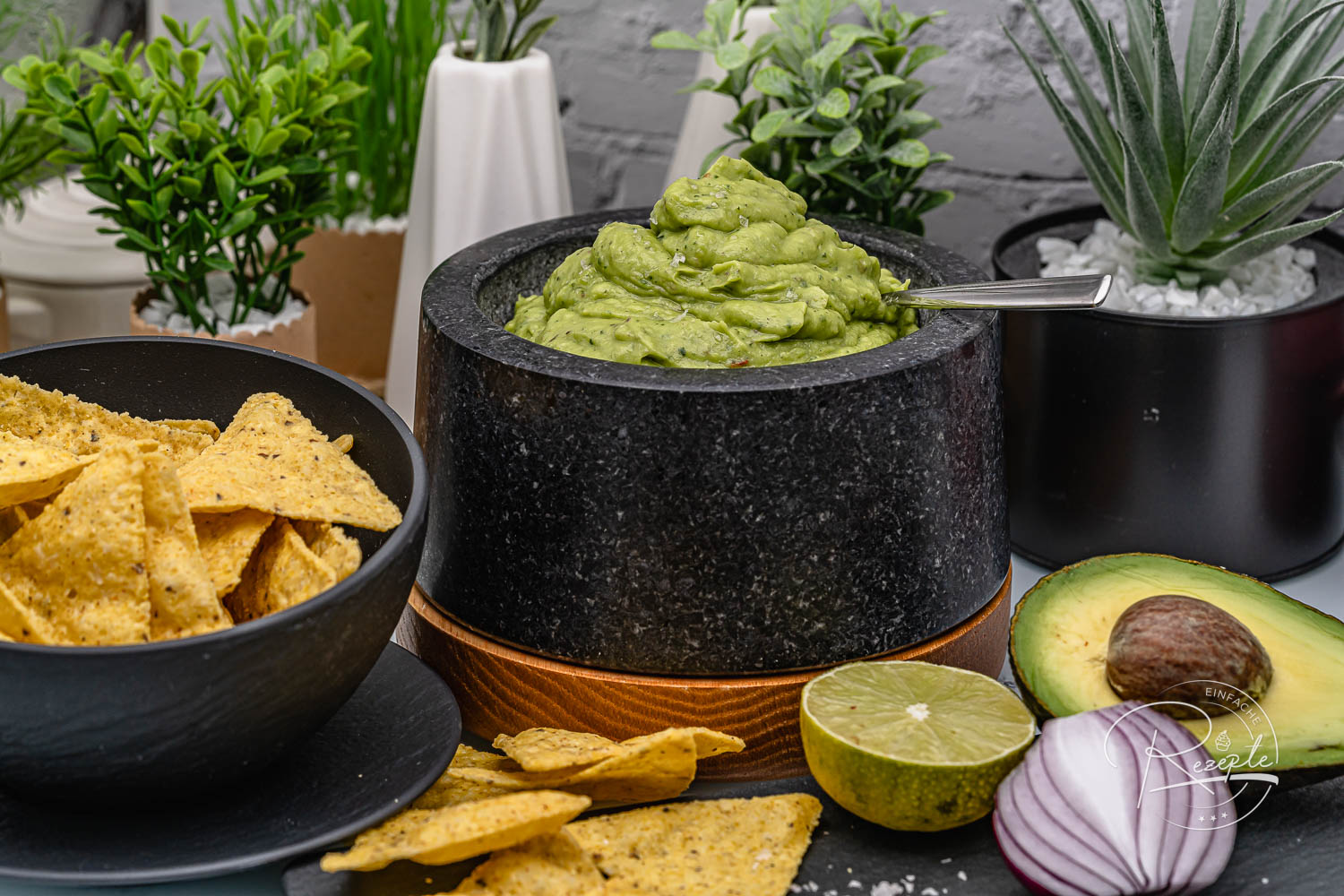Chipotle-inspired guacamole ingredients on a table
