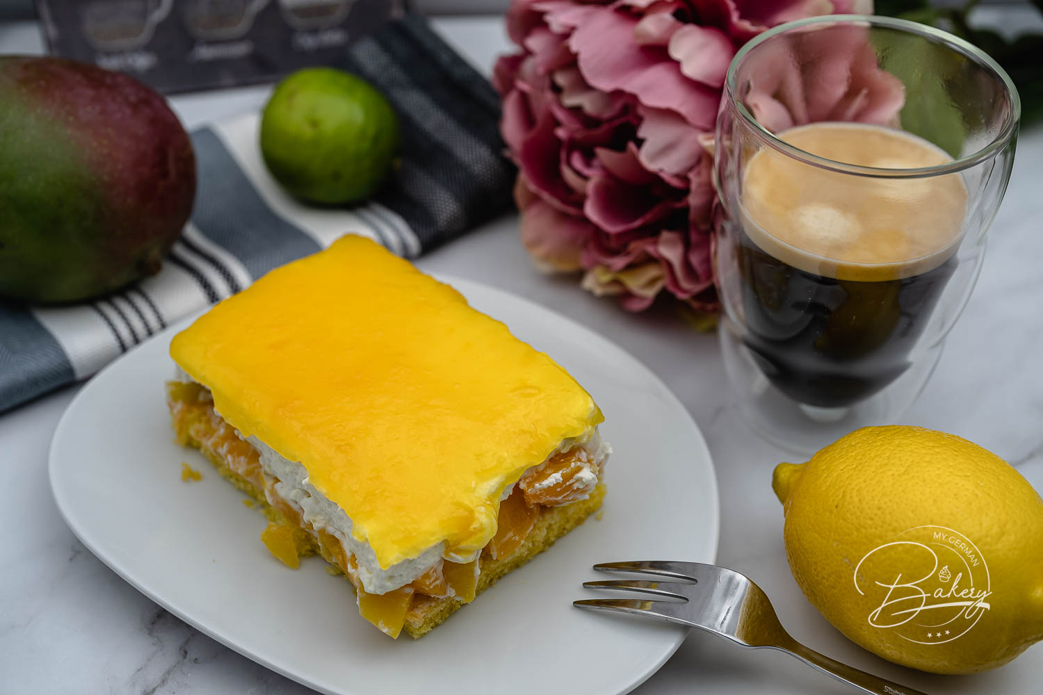 Cream cake without flour - sponge cake with passion fruit - gluten free - Passion fruit sponge cake gluten free - sponge cake with passion fruit - gluten free - baking without flour, cake without flour - use pudding powder instead of flour
