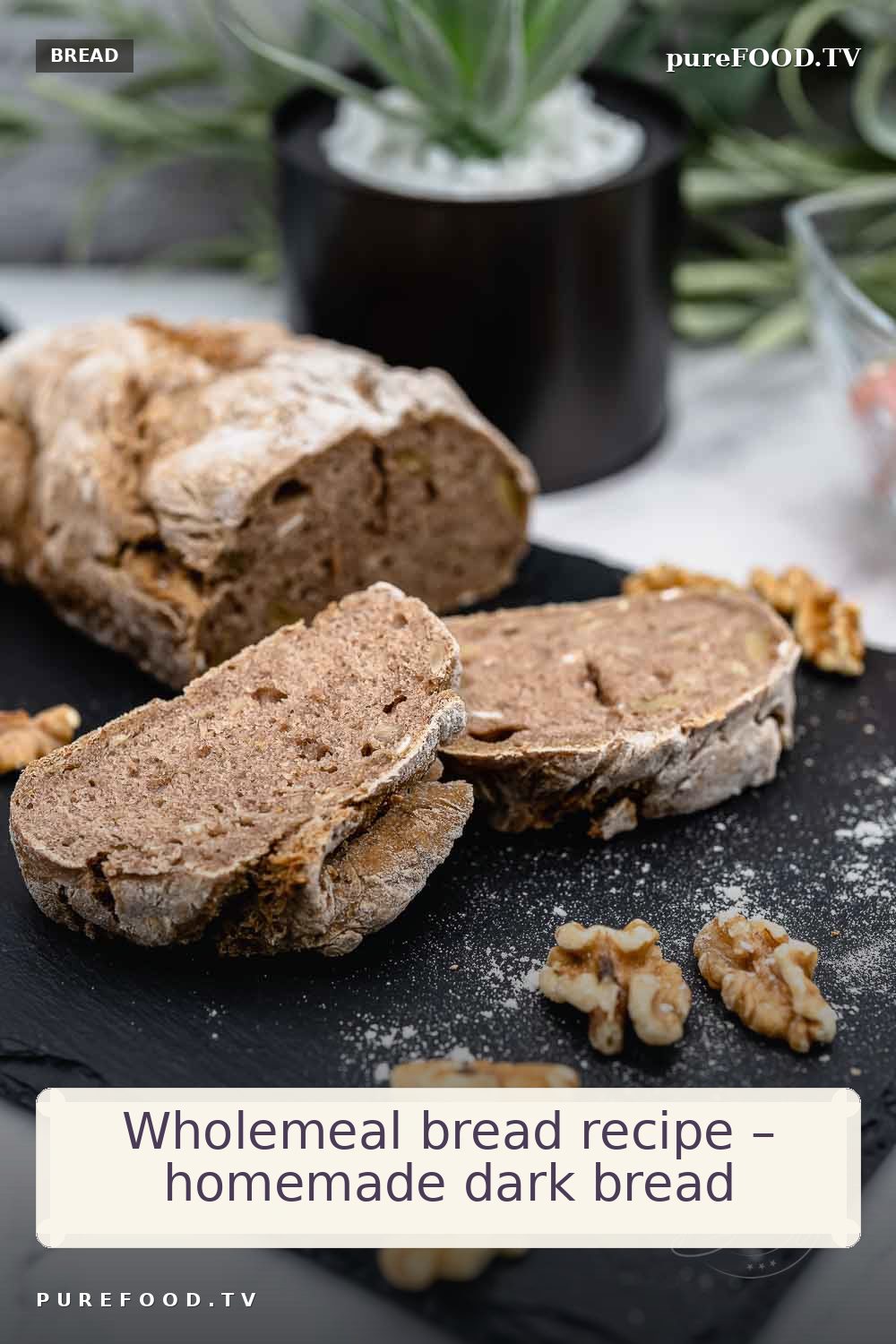 Our favorite and best whole grain bread recipe for a dark bread with rye flour and spelt whole wheat flour. Simple, fast and deliciously juicy to a crispy crust is my recipe for dark wholemeal bread. The wholemeal bread recipe is also suitable as a dark baguette and is also often called walnut bread in our country, when we bake the dark bread with walnuts.