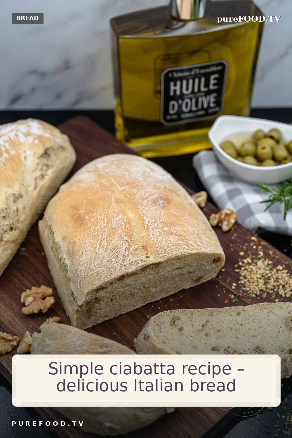 Really easy, delicious and simple ciabatta recipe as a light soft fluffy bread with delicious crust. Homemade Italian bread for dinner and salad or barbecue. Fresh and homemade even better than from the bakery with simple ingredients.