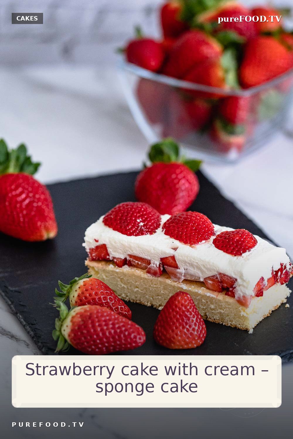 Our favorite and simple strawberry cake recipe for sponge cake with cream. Recipe for light sponge cake and delicious as well as fluffy cake for fruit varieties, such as strawberries with a delicious layer of cream and chocolate.