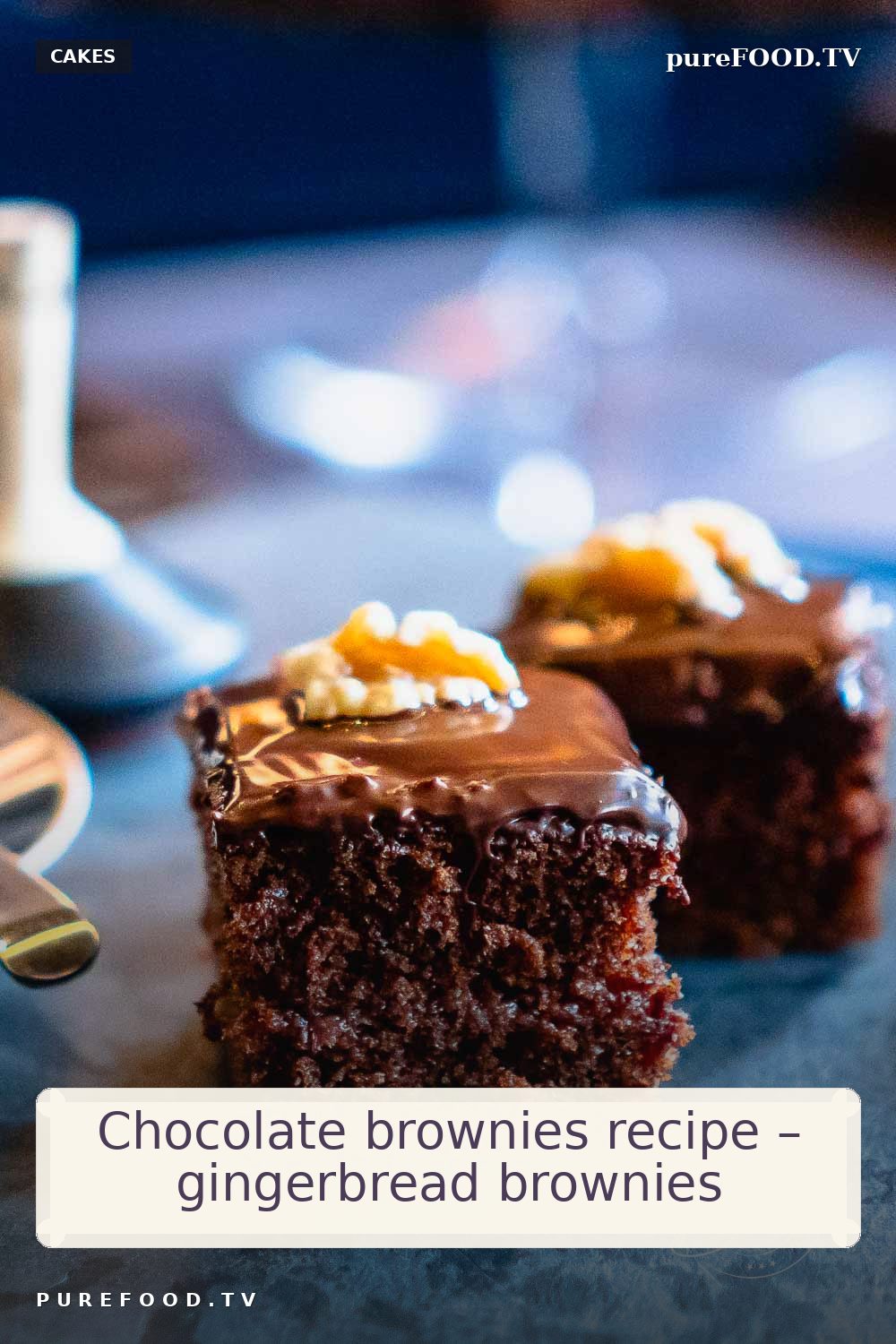 Yummy and moist chocolate brownies recipe and gingerbread brownies recipe for Christmas brownies with gingerbread spice and chocolate as a sheet cake or cut into small brownie pieces. There is also a summer version when it is not winter.